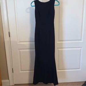 Katie May Vionnet Drape Back Sleeveless Full Length Dress Navy Blue Sz 4 EUC